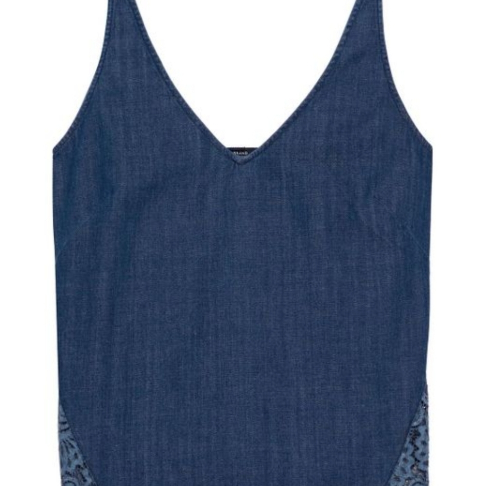 J Brand Women's Blue Lucy Cotton-chambray And Corded Lace Camisole, Size S